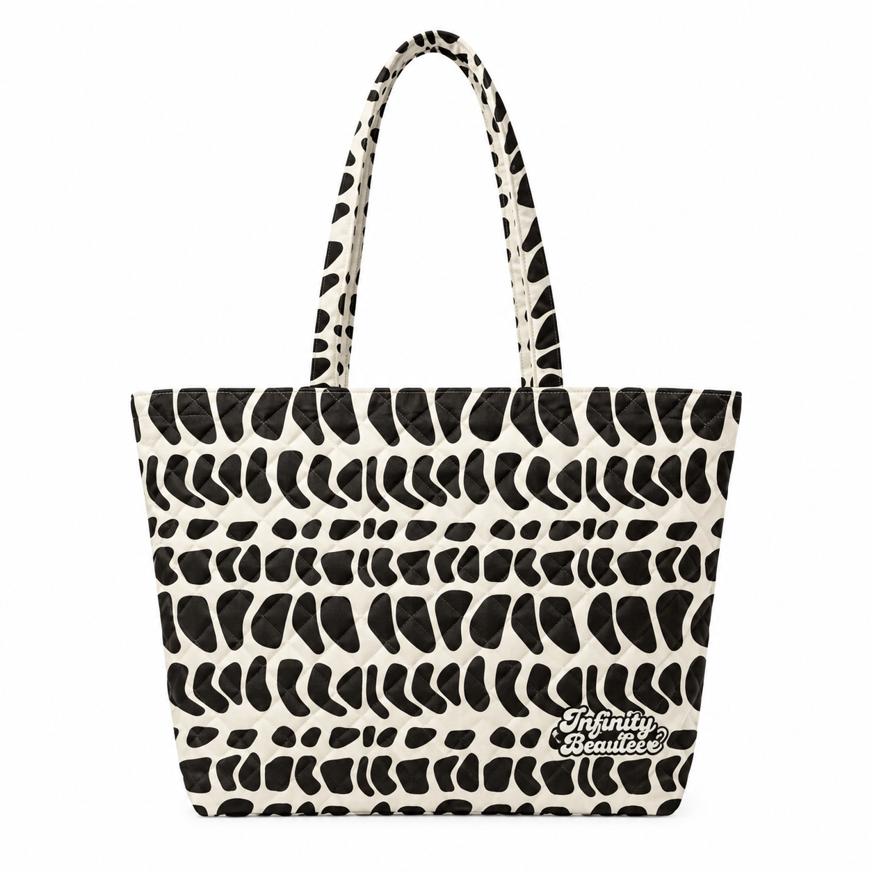 Black & White Hebrew quilted zippered tote