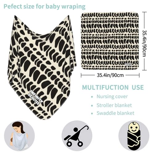 Hebrew cream and black swaddle blanket