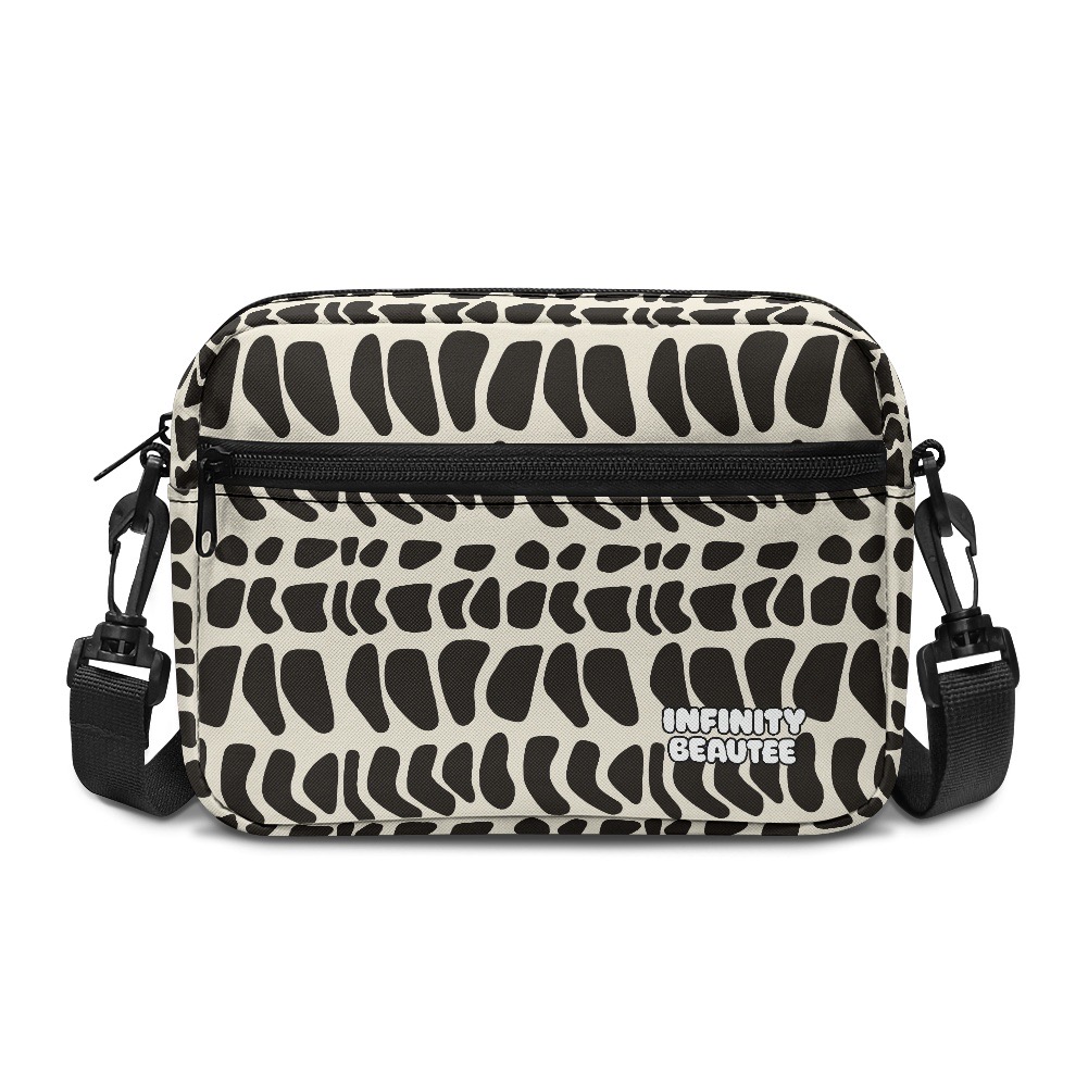 Hebrew cream and black crossbody bag