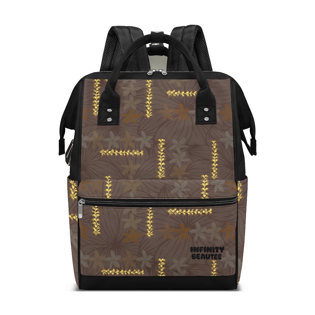 Plumeria patch taupe backpack