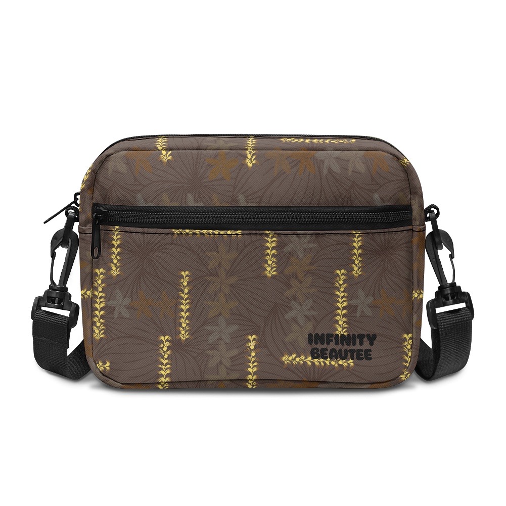 Plumeria patch taupe crossbody bag