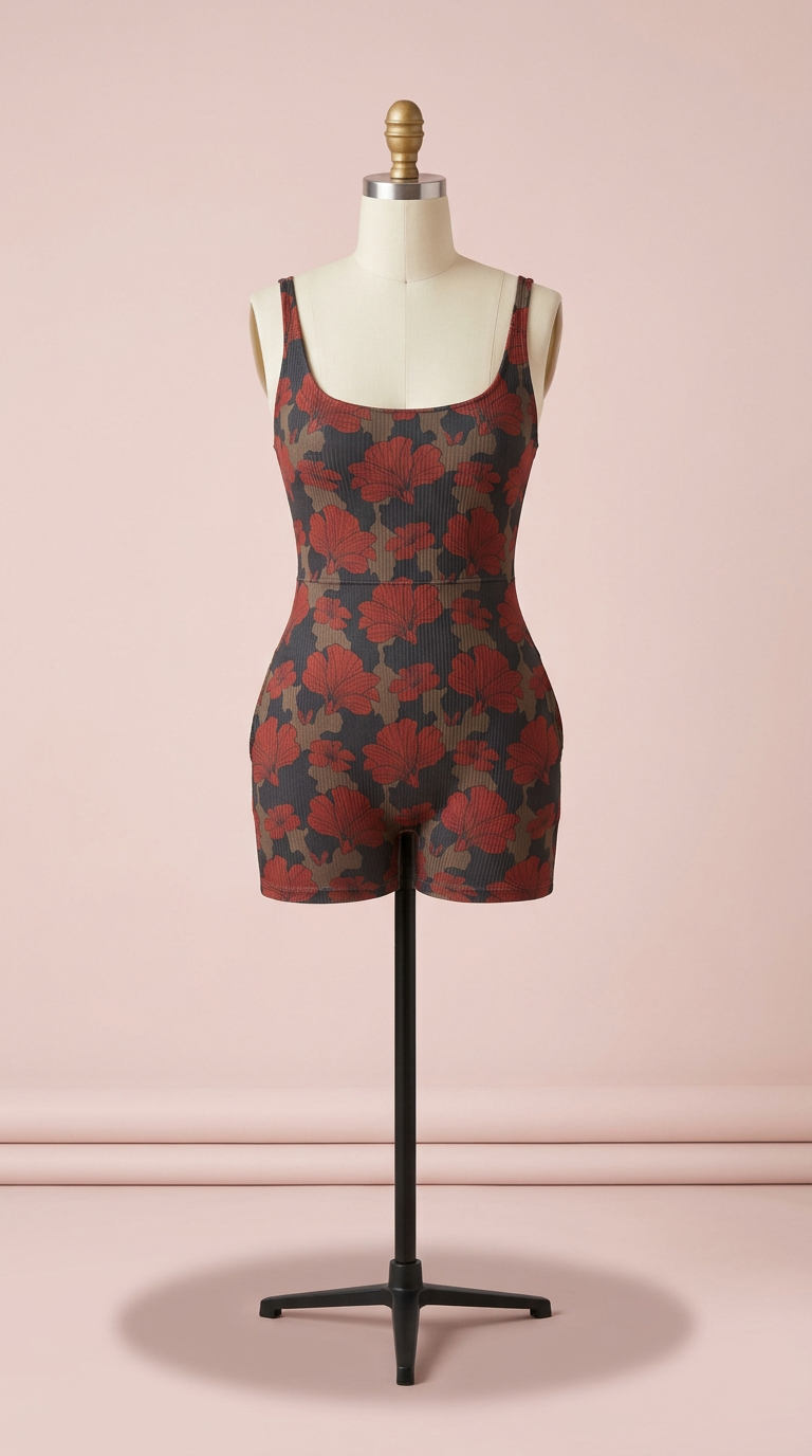 Red Hibiscus Cow Print Romper