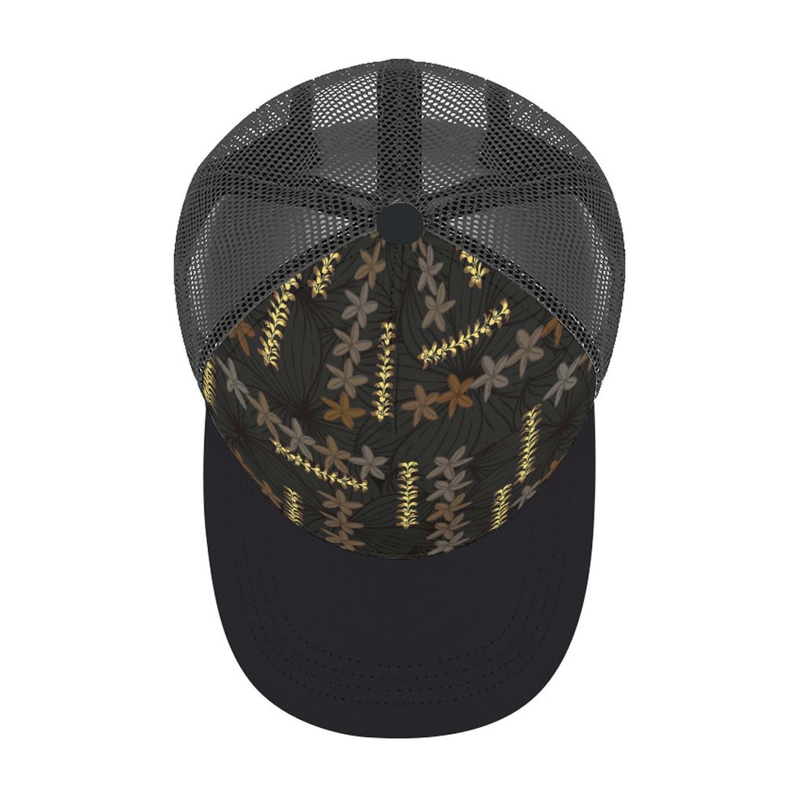 Plumeria patch Black trucker hat