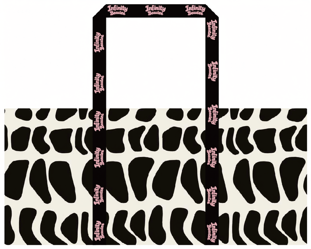 Hebrew Black & Cream large zippered tote