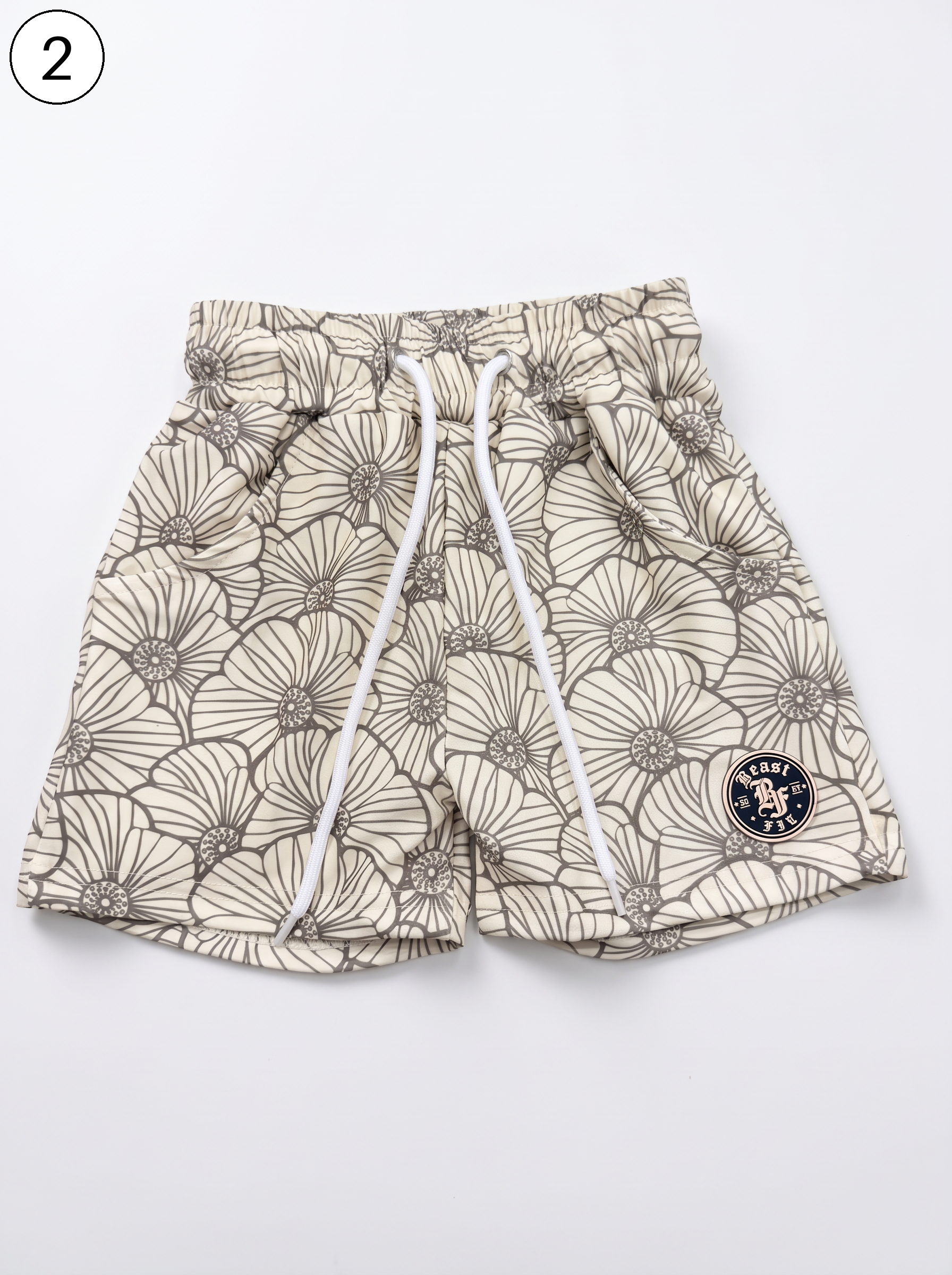 Keiki Swim Shorts — 2. Cream Pua