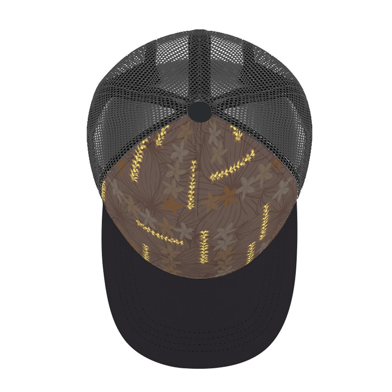 Plumeria patch taupe trucker hat