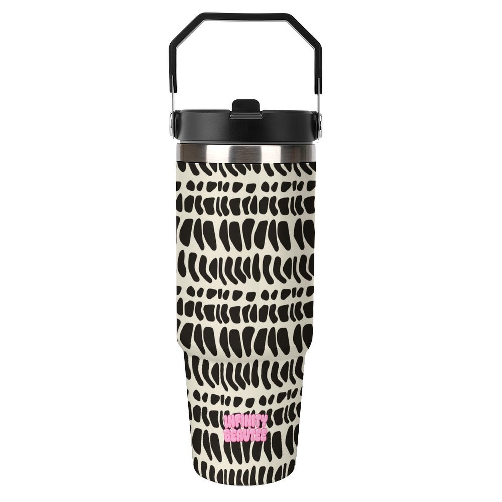 Hebrew cream and black tumbler