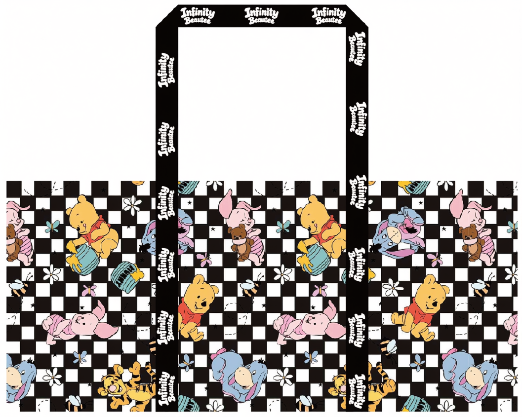 Pooh Checkered large zippered tote