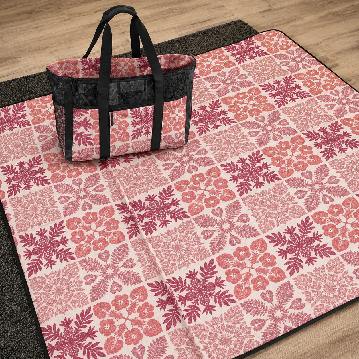 Infinity Pink Quilt tote and matching mat