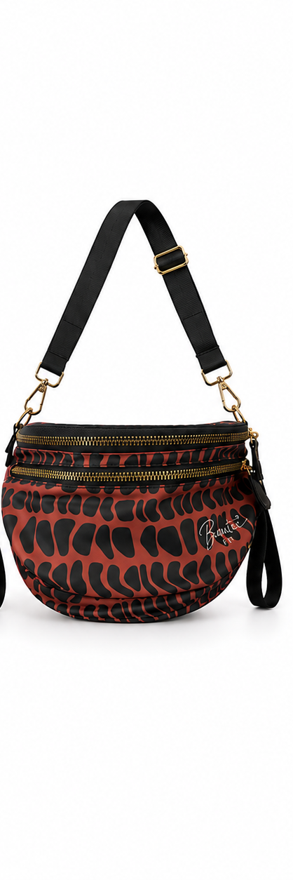 Hebrew shell brown and black sling belt bag