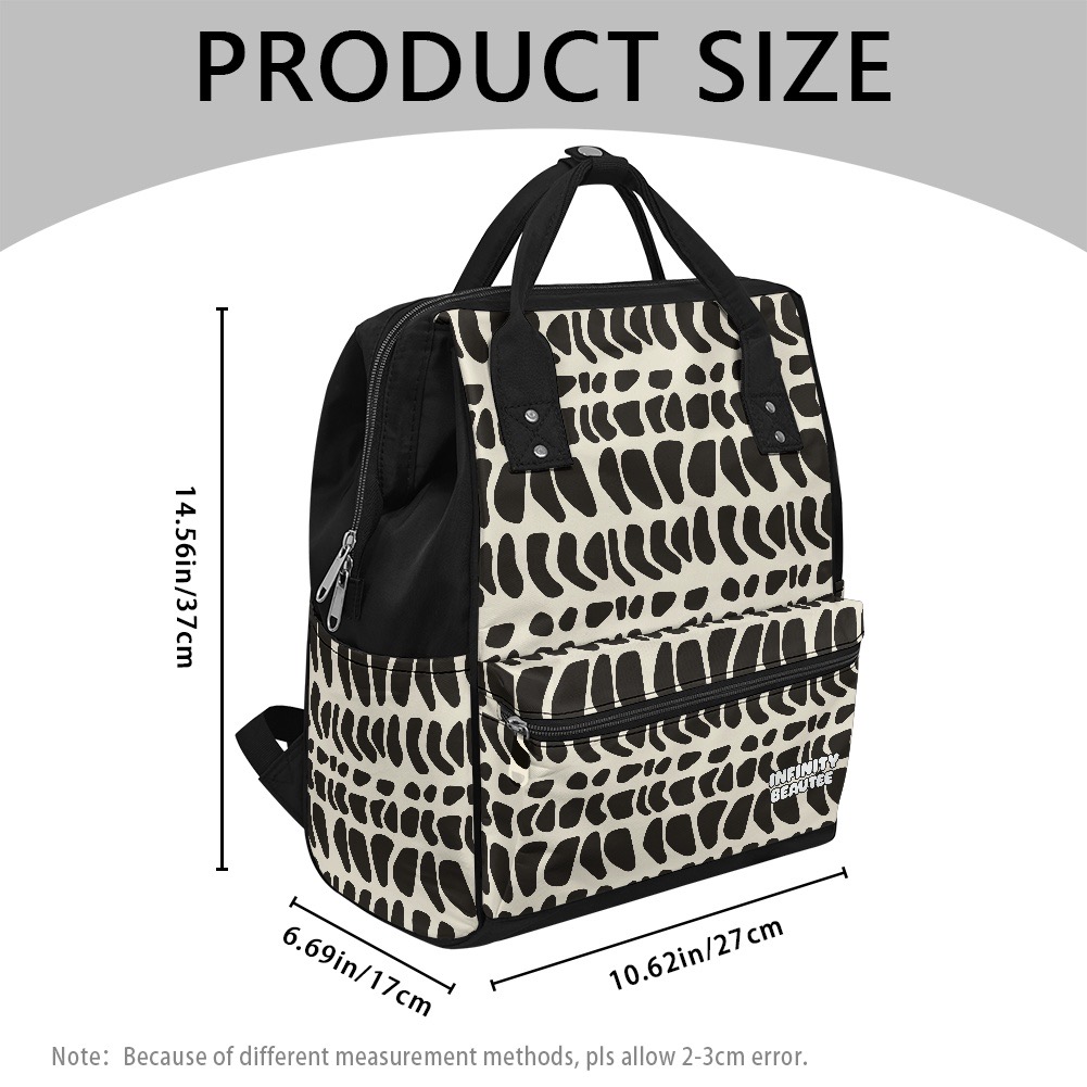 Hebrew cream and black backpack