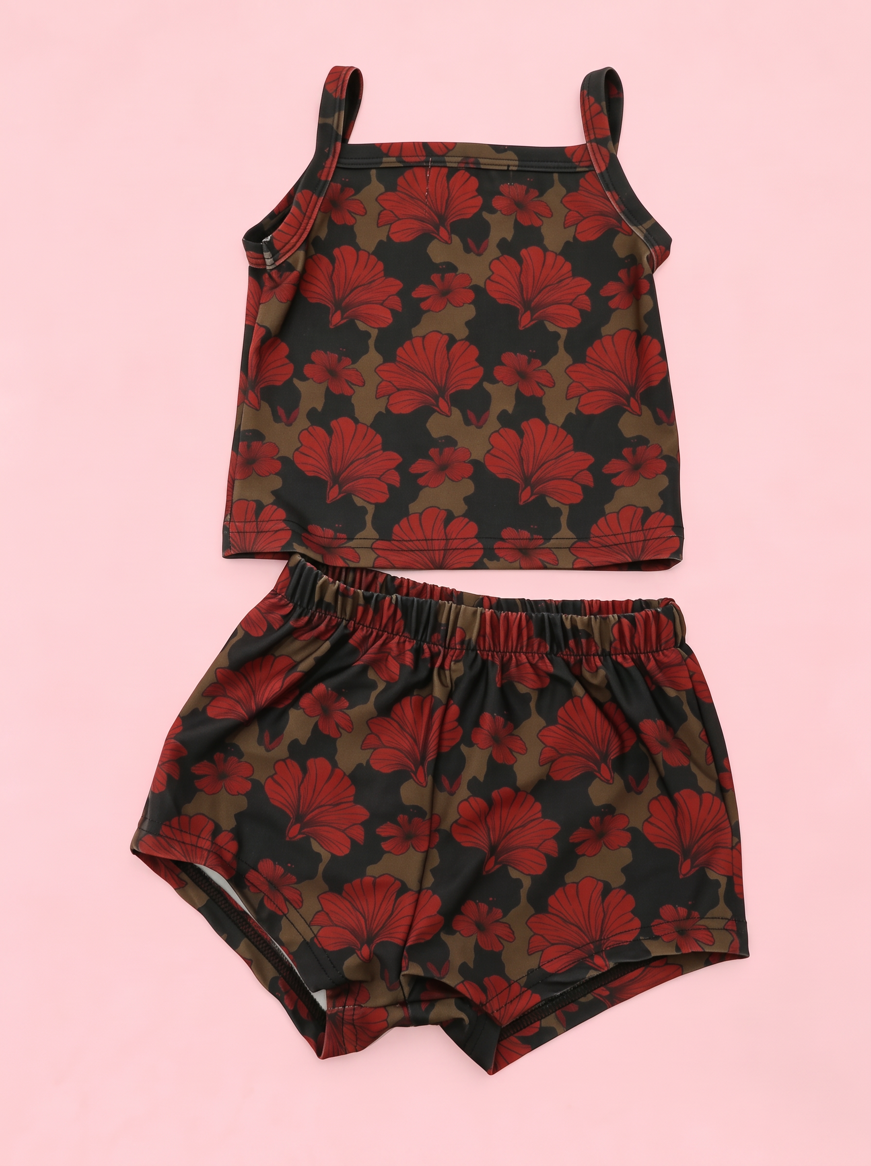 Keiki Girls 2-Piece Set — Red Hibiscus Cow
